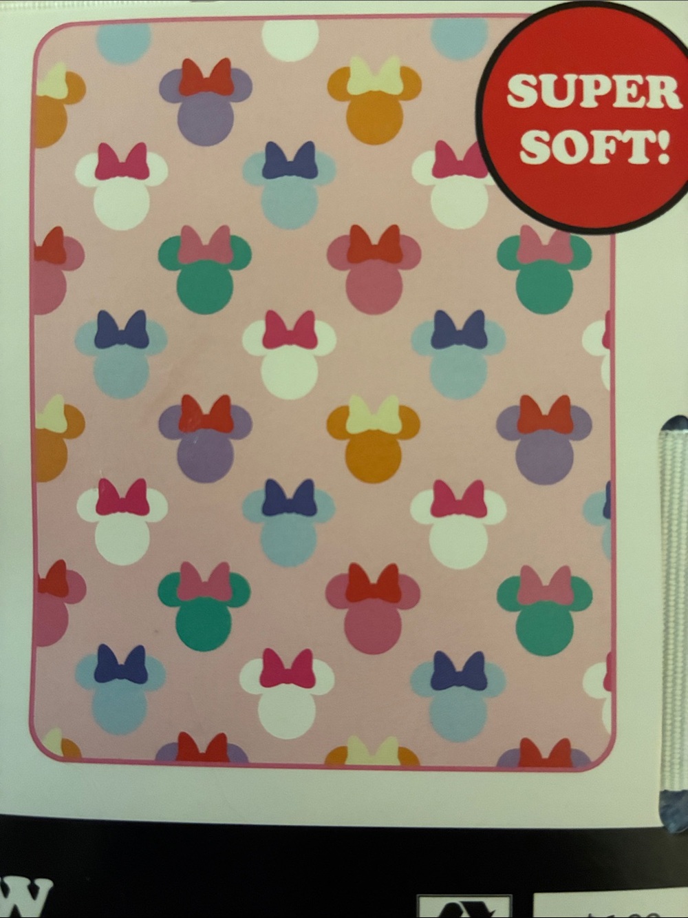 Disney Pink Blanket with Multicolor Minnie Head Pattern